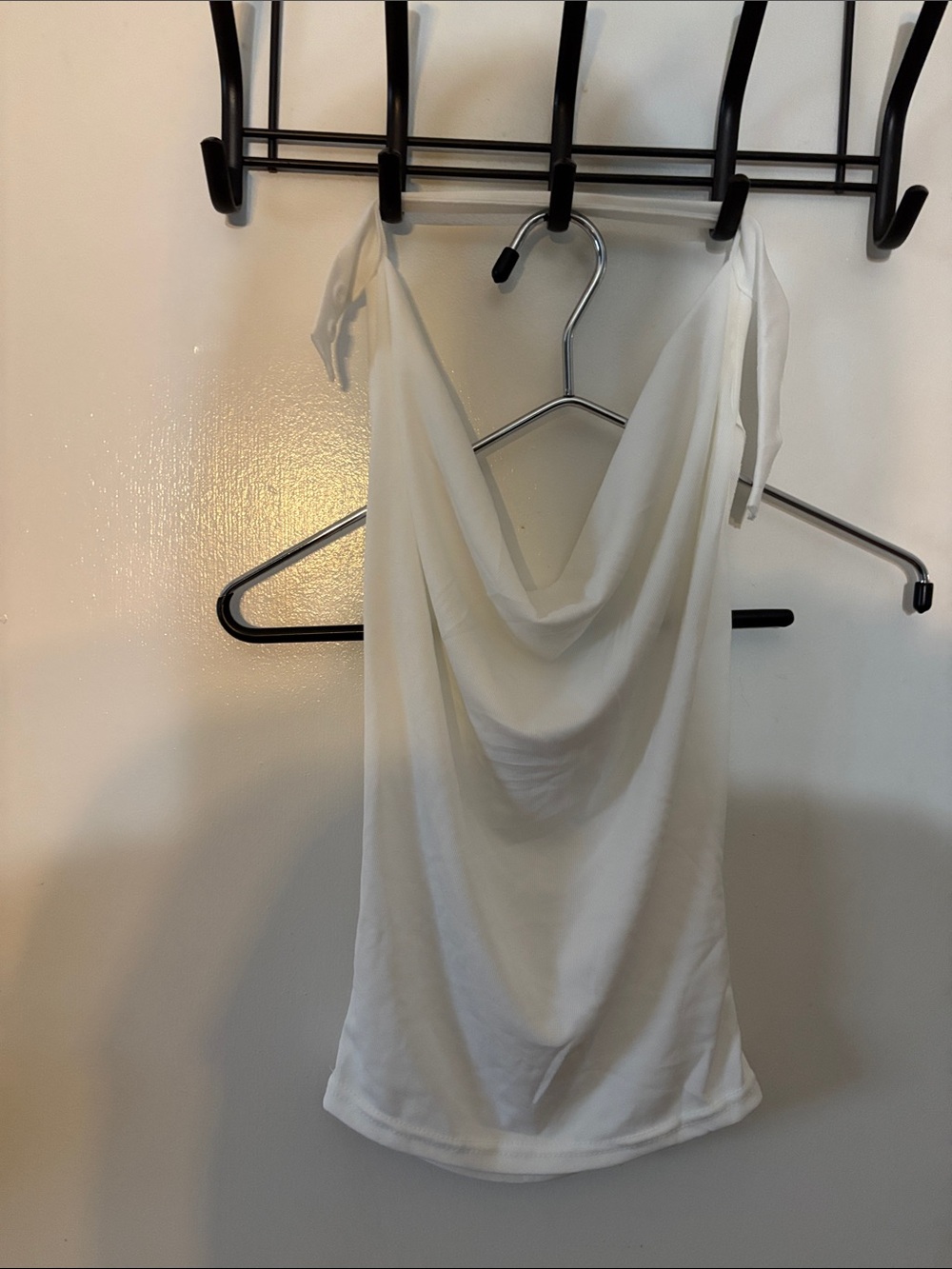 White & Back Cowl Neck Sleeveless shirts